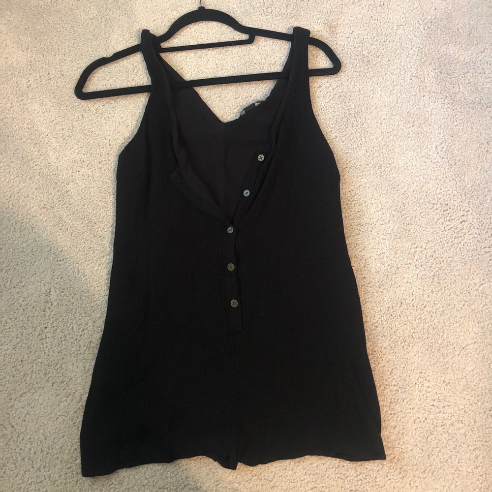 Black tank top botton down romper